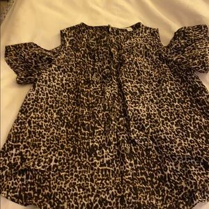 Leopard print cold-shoulder top